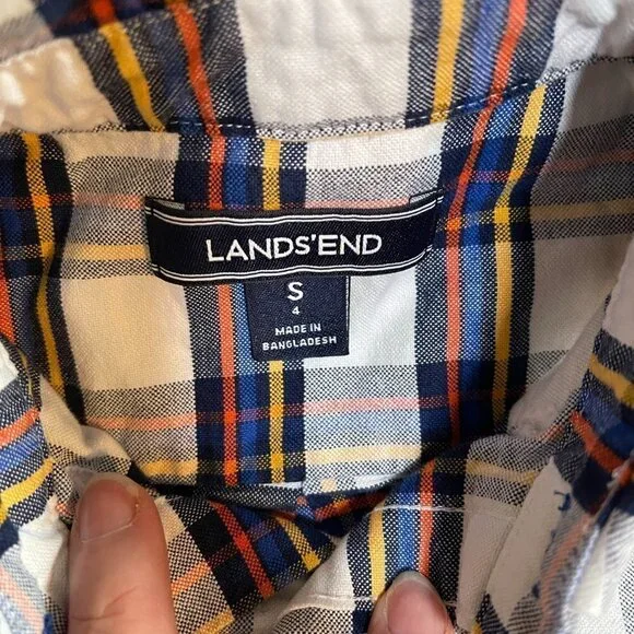 BOY’S Lands End size small 4 button down shirt top plaid EUC! - Picture 5 of 7